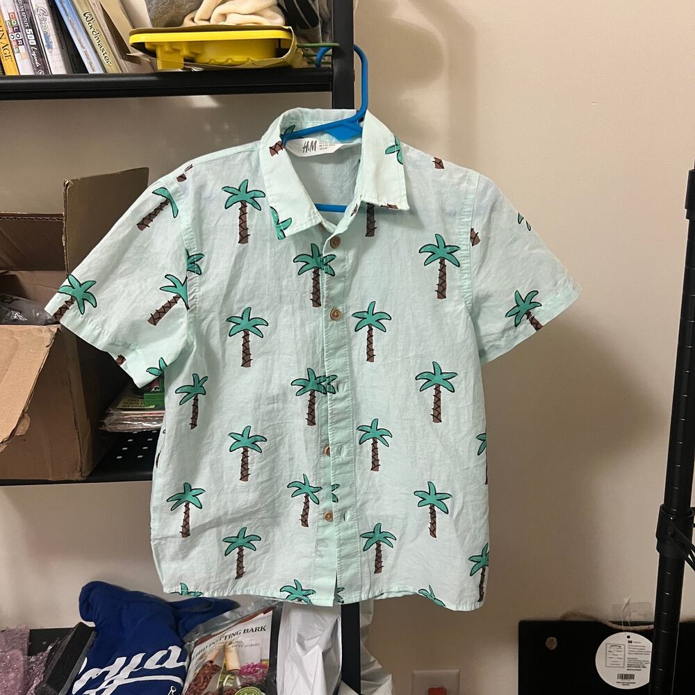 Boys Size 6 Button Up Cotton Shirt - Palms Like New